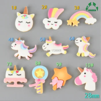 Unicorn Charms Resin Charms for Slime Rainbow Charms 10pcs Flatback Cabochons for Kids accessories DIY scrapbooking Charms