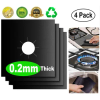 4 Pack Kitchen Gas Stove Top Burner Covers Reusable Gas Range Protectors Non Stick Toaster Oven Liner Cleaning Pad Cover Mat