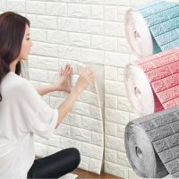 70cmX1m PE Foam 3D Wall Paper Safty Home Decor Wallpaper DIY Wallpaper Brick Living Room Kids Bedroom Decorative Sticker