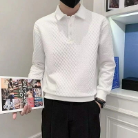 純色長袖上衣男|大尺碼100公斤POLO衫|春秋男上衣|ins修身套頭衛衣|韓版小衆衛衣|休閒翻領POLO衫|帥氣上衣