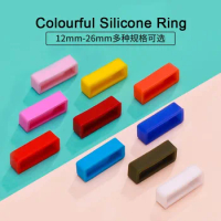 Silicone Watchband Ring Band 12/14/16/18/20mm22mm 24mm 26mm Watch Accessories Rubber Strap Keeper Loop Colourful Waterproof 4PCS