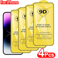 2/4PCS 9D Tempered Glass For iPhone 14 13 12 11 Pro Max Screen Protector For iPhone 7 8 Plus X XR Xs Max Protective Glass Film
