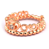 My Princess Tiara Rings with Rose Gold Color 100% 925 Sterling-Silver-Jewelry Free Shipping