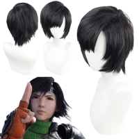 FF Rebirth Yufi Kisaragi Cosplay Wig Costume Accessories Game Final Role Fantasy VII Black Heat Resistant Synthetic Hair Props