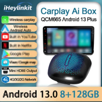 IHeylinkit CP608U Carplay Ai Box QCM6125 Android 13 Wireless Android Auto 4G HD Output for Apple Carplay Car Accessories