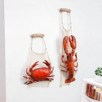 地中海風格海鮮模型仿真龍蝦螃蟹假大小閘蟹店面裝飾餐廳掛件擺件