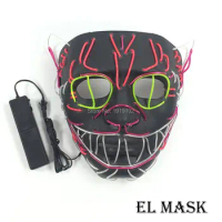 Wholesale Party Mask 10 pcs el wire mask Sound Activated 10 Color Available LED Mask For Halloween Decor by DC-3V Driver