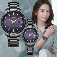 CITIZEN 星辰 PAIR Hebe廣告款 紫色天川銀河 光動能情侶錶對錶 BM7595-89X/EW2595-81X