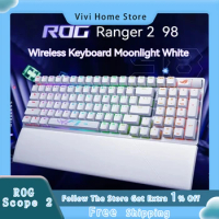 ROG Scope 2 Keyboard Bluetooth Tri-mode Rgb Hot Plug E-sports Gaming 98 Wireless Keyboard Office Moonlight White With Palm Rest