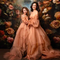Puffy Tulle Ruffled Maternity Dress To Photo Shoot Fluffy Ruffles Tiered Prom Mom Gowns for Babyshower