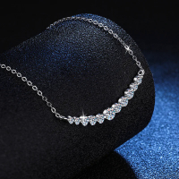 925 Sterling Silver Moissanite Smiling Chain Necklace Clavicle High-end Fashion Light Luxury Niche L