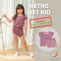 READY BANDUNG MOONSCARE MOONS CARE SNI Retro Set Cowok Cewek Kid GEMPITA | BAJU STELAN PENDEK ANAK M