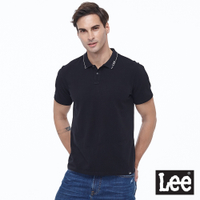 Lee 男款 領口線條Logo短袖Polo衫 黑