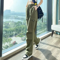 American Style Cargo Pants for Women, Summer Thin Large Size, Plus Size, Slimming, Loose BF Style, L
