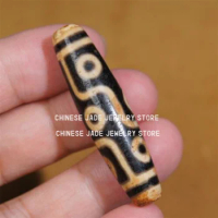 Ancient Tibetan DZI Beads Old Agate 9 Eye Totem Amulet Pendant GZI 48×12 mm