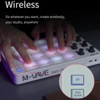 M-VAVE SMC-PAD Launch Pad, USB-C and Equipped with Note Repeat Function, Wireless MIDI Controller, S