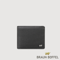 BRAUN BUFFEL 德國小金牛 台灣總代理 安德勒 4卡零錢袋皮夾-黑色(88父親節禮物 男包皮夾/BF531-315-BKL)