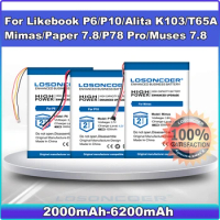 2000-6200mAh Battery for Likebook P78 PRO Alita / K103 10.3" P6 P10 T65A Mimas Paper 7.8" Muses 7.8" E-book Reader Battery