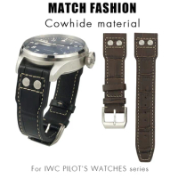 High Quality Leather Watchband 20mm 21mm 22mm for IWC IW3777 IW3270 Mark 18 Big Pilot’s Watch Strap Brown Soft Cowhide Bracelets