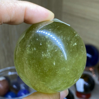 LIBYAN DESERT GLASS + CERTI NATURAL CRYSTAL SPHERE 49mm