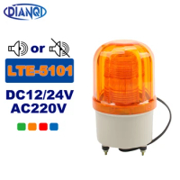 DC12/24V AC110/220V LED Industrial Warning Light Rotating Indicator Strobe Alarm Lamp 5W Yellow Red LTE-5101 Buzzer/No Sound