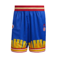 【adidas 愛迪達】運動短褲 ERIC EMANUEL X MCDAAG 男款 藍 雙面穿 薯條 麥當勞 聯名款 球褲(H16550)