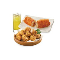 【21風味館】1112 黃金飯捲鹽酥雞獨享餐 好禮即享券(黃金飯捲x1、21鹽酥雞x1、中杯蜂蜜綠茶x1)