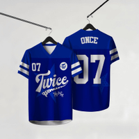 2026TWICE This Is for Blue Series V-neck Short-sleeved Jersey Top