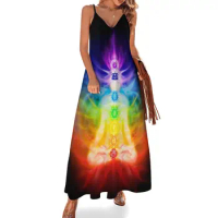 Chakras and energy flow on human body art photo print Sleeveless Dress women formal occasion dresses woman dress women dress