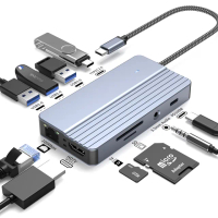 【Allan】10合1 Type C HUB多功能集線擴充USB轉接器(PD快充/4K HDTV/ USB3.0擴展塢/HUB集線器 母親節禮物)
