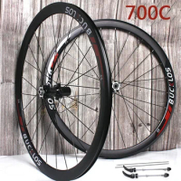 BUCKLOS 700c Wheelset Carbon 7/8/9/10/11 Speed Road Bike Wheel Sets F&amp;R Clincher Rim Bicycle Wheel Clincher V Brake QR 100/130mm