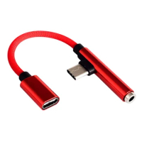 USB C Type C To 3.5Mm AUX Headphone Adapter Charging Cable For - Red