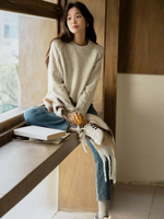 【粉絲福利】 100%美麗諾羊毛彩點紗針織衫 時尚精致圓領套頭毛衣