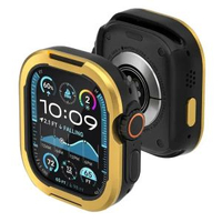 適用蘋果apple watch鋁合金屬矽膠二合一iwatch11半包邊框保護殼金黑41mm(7/8/9/SE)