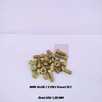 10Pcs Baut Mur Kuning BMK M8x15 M8x20 M8x25 M8x30 M8x35 M8x40 M8x50 M8x70 M8x100 BMK Baut 12 Halus