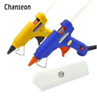 Chanseon 20W EU/US Hot Melt Glue Gun with 20pcs 7mm Glue Sticks Industrial Mini Guns Thermo Electric Heat Temperature Tool