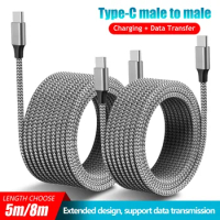 5m/8m Long Type c Cable Fast Charging USB c cable Data Transmission Charging Cord For Samsung S21 S20 Huawei P30 P40 Mate Xiaomi