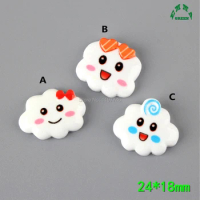 Resin Flatback Cabochon Slime Charm cute Smile Face Cloud 20pcs 24mm DIY Accessories Box Toy For Children Crafts Supplies