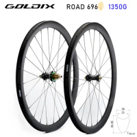 GOLDIX Carbon Wheels 696 Rings Disc Brake 700c Road Bike 24h Wheelset 1352g ENT UCI Quality Carbon Rim Center Lock Road Cycling