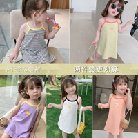。童裝夏季新款女寶吊帶裙夏兒童薄連衣裙長裙女童條紋純棉潮