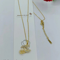 Kalung rantai titanium Channel besar permata