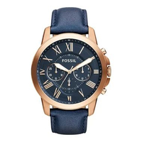 FOSSIL Grant FS4835 Rose Gold Navy Blue Jam Tangan Pria Navy Blue