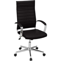 Gaming Chair Black High-Back Executive Swivel Office Desk Chair With Ribbed Puresoft Upholstery Computer Armchair Modern Style