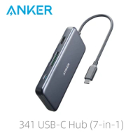 Anker USB C Hub, 341 USB-C Hub (7-in-1) with 4K HDMI, 100W Power Delivery, USB-C and 2 USB-A 5 Gbps Data Ports, microSD and SD C