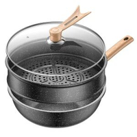 嚴選麥飯石炒鍋不粘鍋平底鍋煎炒兩用輕油少煙炒菜鍋通用爐灶