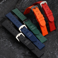 Universal Rubber Sweat-Proof Watch Strap for Casio Seiko Huawei Omega Tudor Lengthening 20 22mm Needle Buckle Watchband