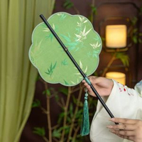 古風箭竹腰扇漢服團扇中國風流蘇可捲曲摺扇古典便攜掛腰扇子竹製