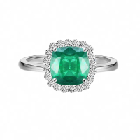 【City Diamond 引雅】『給維納斯』18K祖母綠1克拉方形白K金戒指鑽戒