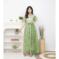 Ken-268 Long Dress Kondangan Wanita Korean Style / Gaun pesta Wedding / Baju Natal kekinian Sage Gre