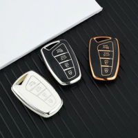 TPU Car Key Case Shell Cover Fob For Hyundai Santa Fe Sport Ix45 Equus Centennial Genesis G80 Grandeur Azera 4 Buttons Keycover